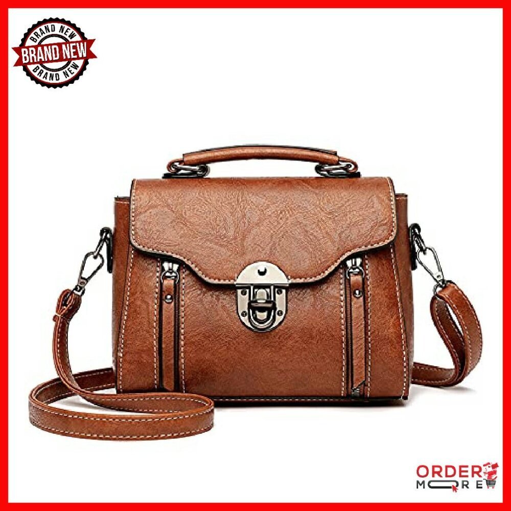PU Leather Crossbody Bucket Bag with Adjustable Strap & Zipper Pockets